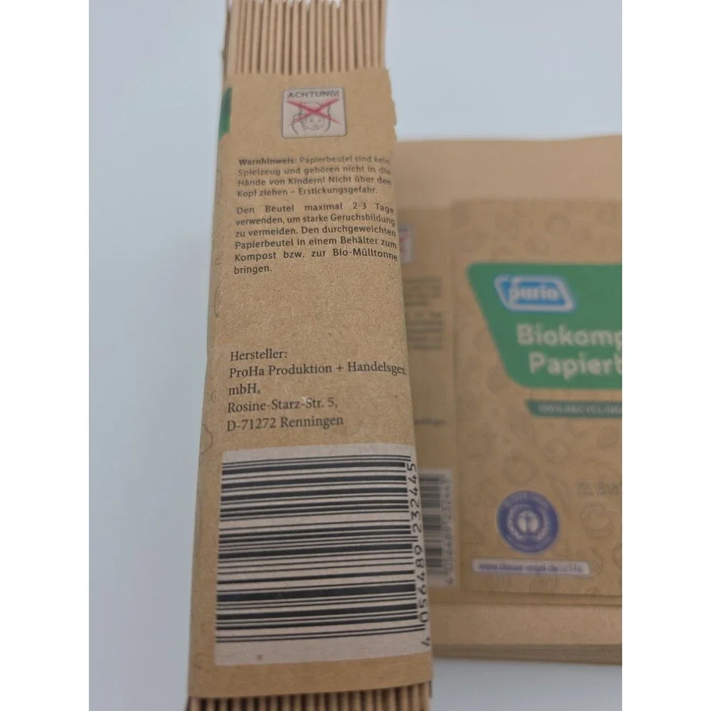 39 Pürio 10L Compost Paper Bags Biodegradable Food Waste Liners Made in Germany